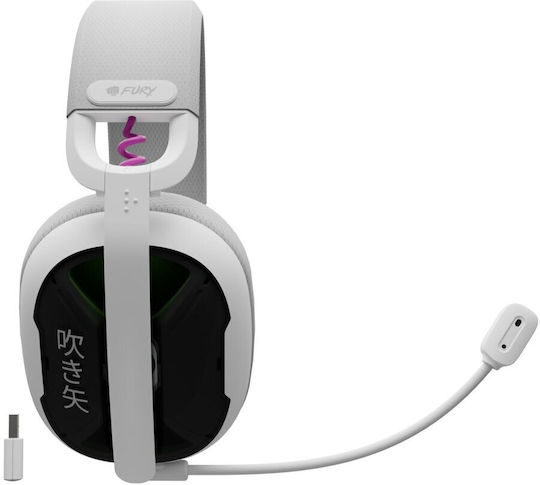Fury Fukiya F6 Fără fir Over Ear Gaming Headset cu conexiune Bluetooth / USB Alb
