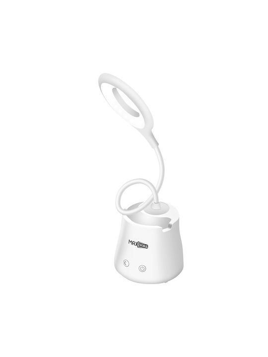 Max Excell Led Ring Light Desk Lamp Multifunction Touch Base White
