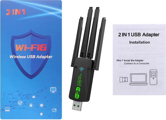 729630173220 USB Netzwerkadapter mit Drahtloser Verbindung Wi-Fi 900Mbps und Abnehmbarer Antenne