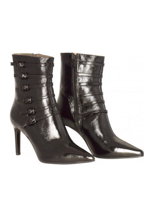 Leder Stiefeletten Damen Schwarz