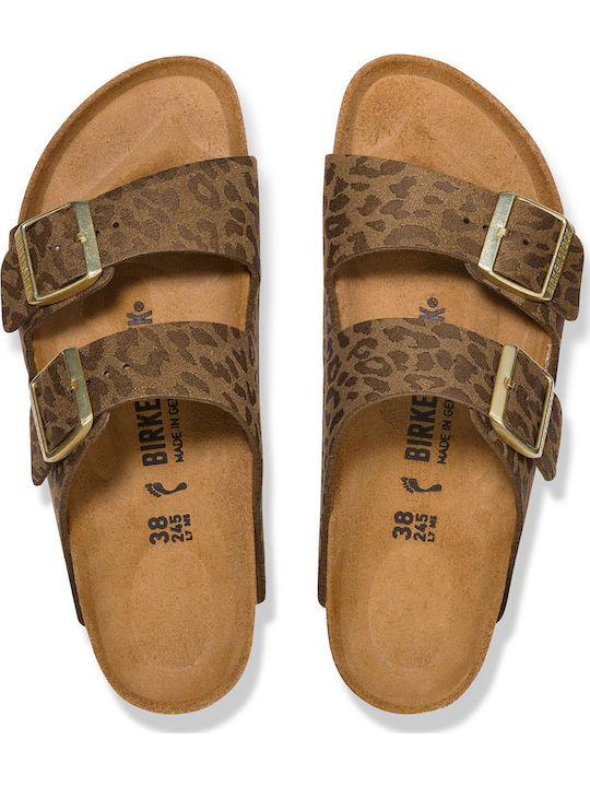 Damen Anatomisch Flache Sandalen Braune Regelmäßige Passform