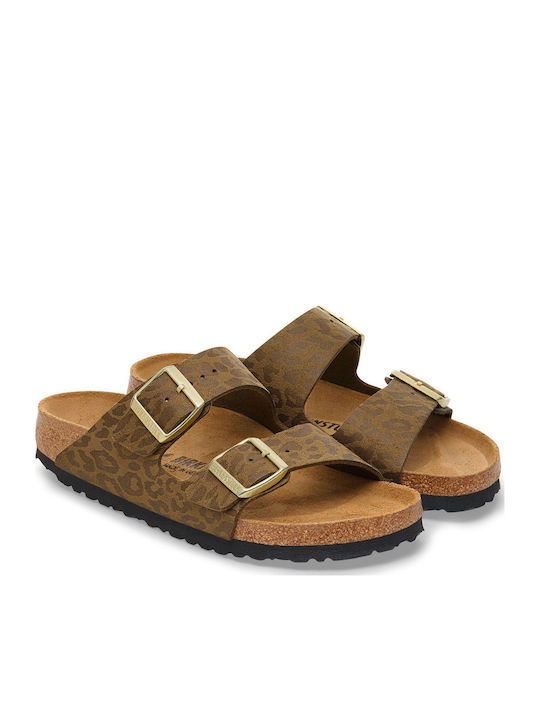 Damen Anatomisch Flache Sandalen Braune Regelmäßige Passform