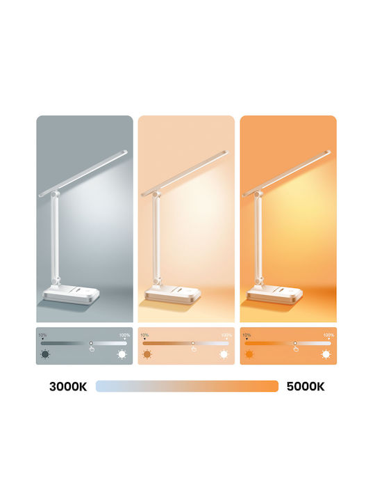 Lampă De Birou Pliabilă Reîncărcabilă Cu Touch LED Suport Integrat Alb Lampă De Birou Pliabilă Reîncărcabilă Cu Touch LED Suport Integrat Alb