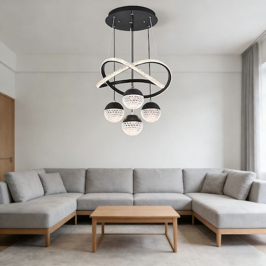 LED Κρεμαστό Φωτιστικό Μαύρο 43x43εκ.