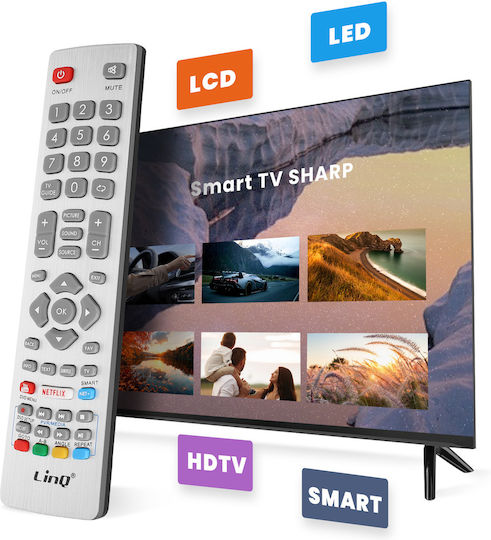 Telecomandă Universală Linq Pentru Televizoare Sharp Tastatură Completă Rază 8m Alb