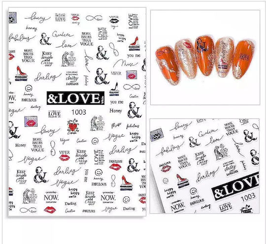 Joyful Nageldesign Aufkleber mit Design Liebe Διακόσμηση Νυχιών Μαύρο – Rote