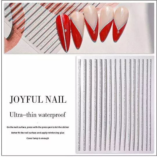 Wd Nageldesign Aufkleber mit Design Silber Flexible Nagelaufkleber
