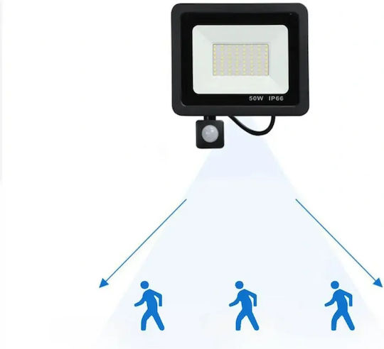 Verk Group Proiector LED Etanș 30W Alb Rece 6000K cu Senzor de Mișcare și Fotocelul IP66