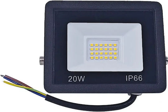Verk Group Proiector Led Etanș 20W Alb Rece 6000K Cu Senzor De Mișcare Și Fotocelul IP66