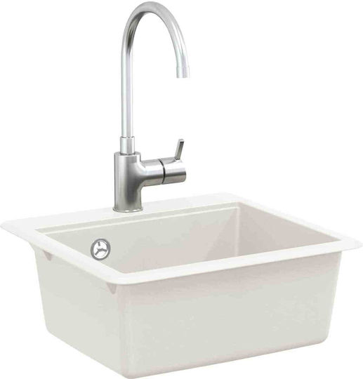 vidaXL Drop-In Chiuvetă din Granit Sintetic L47xW44cm Alb