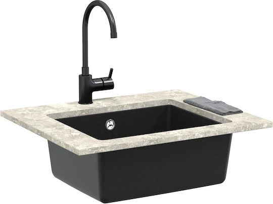 vidaXL Drop-In Spüle aus Verbundgranulat B53xT46cm Schwarz