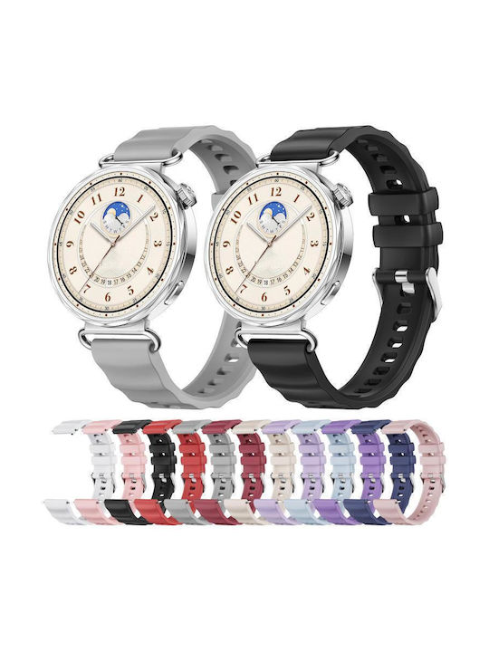 Monochrome Silicone Strap Huawei Watch GT 6 41mm GT 5 41mm GT 4 41mm Silver Buckle Grey