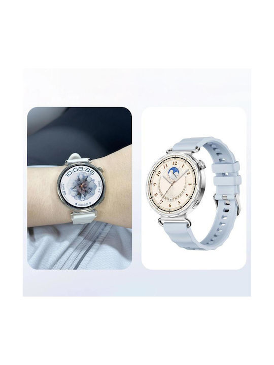Monochrome Silicone Strap Huawei Watch GT 6 41mm GT 5 41mm GT 4 41mm Silver Buckle Blue