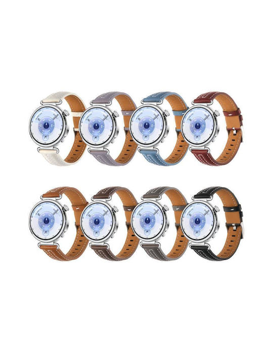 Silver Leather Bracelet Huawei Watch GT 6 41mm GT 5 41mm GT 4 41mm Grey