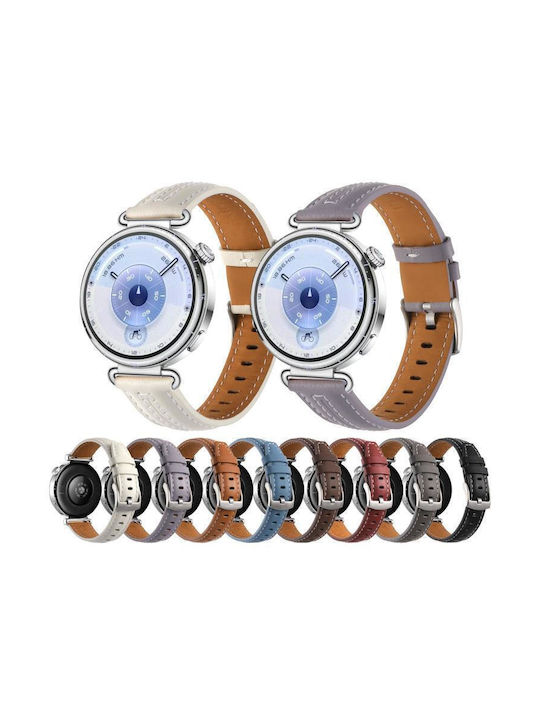 Silver Leather Bracelet Huawei Watch GT 6 41mm GT 5 41mm GT 4 41mm Black