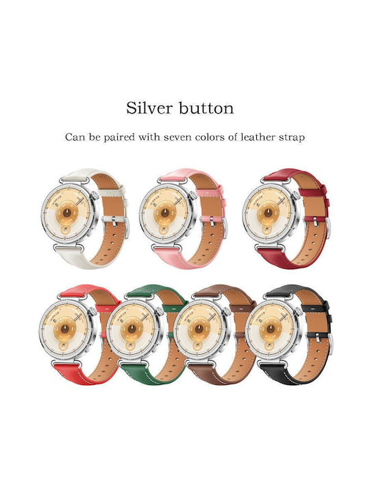 Soft Leather Watch Strap Silver Buckle Huawei Watch GT 6 41mm GT 5 41mm GT 4 41mm Pink