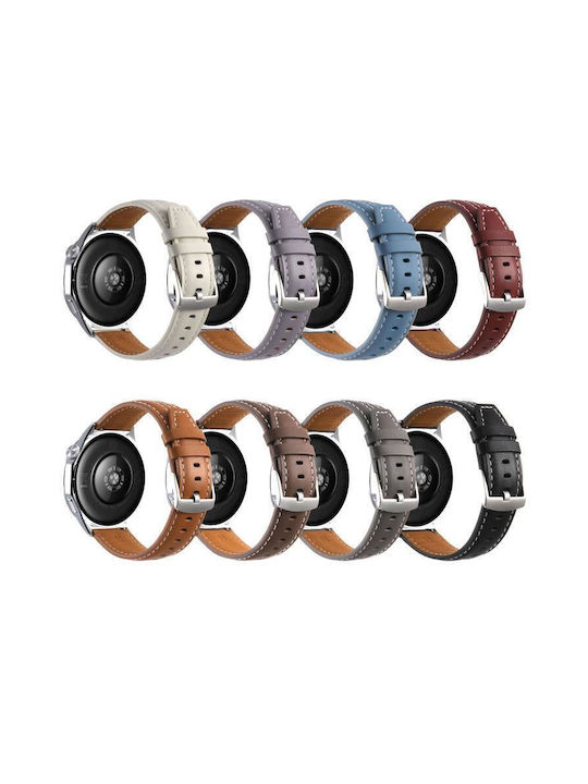 Silver Leather Bracelet Huawei Watch GT 6 46mm Grey