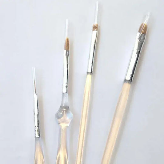 C&g Σετ Πινέλα Μανικιούρ Σχεδίου & Acrygel 4pcs Διαφανές