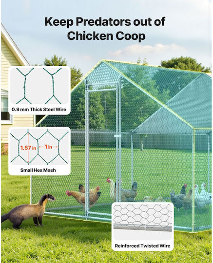 Vevor Metallic Poultry Coop L0.13 x W0.09 x H0.06m
