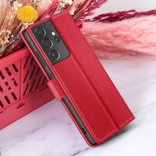 Zanaé Wallet Case Galaxy S21 Ultra 5g Stand Magnetic Tab Red
