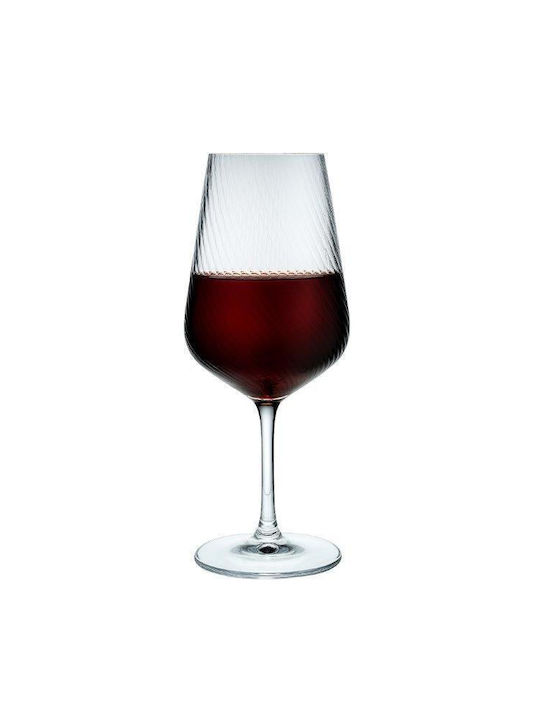 Crystal Bohemia Optic Set of Glasses for White and Red Wine made of Crystal in Red Color Stemmed 450ml 6pcs