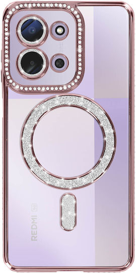 Avizar Handyhülle Redmi 15c Kompatibel mit Magsafe Rhinestone Rand Rosa