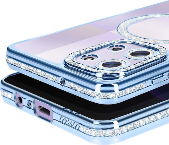 Avizar Case Redmi 15c Compatible Magsafe Rhinestone Border Blue