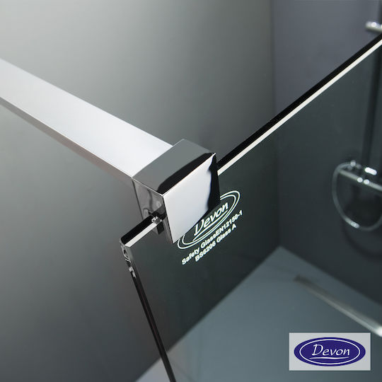 Devon Iwis Walk-in Σταθερό Πλαϊνό Ντουζιέρας 37-39x200cm Clear Glass