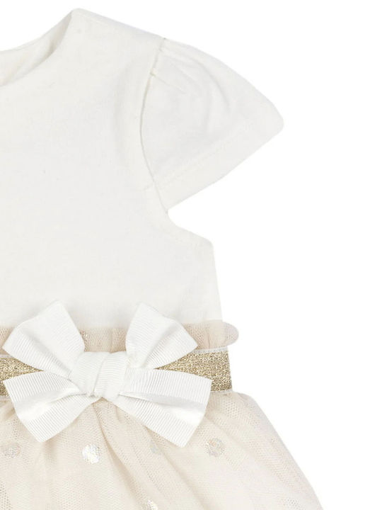 Children's Dress Tulle Polka Dot Ecru