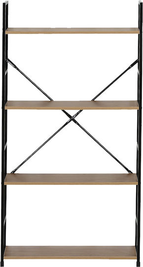 Bücherregal Artemis-60112 Eiche 4 Regale 58,6x23,5x112cm Schwarzer Metallrahmen