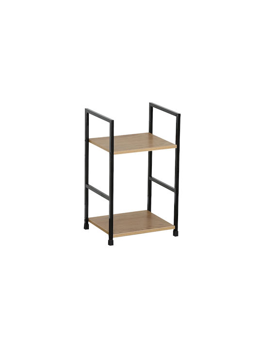 Βιβλιοθήκη Artemis-3048 Δρυς 2 Ράφια 29,1x23,5x48εκ Μαύρος Μεταλλικός Σκελετός