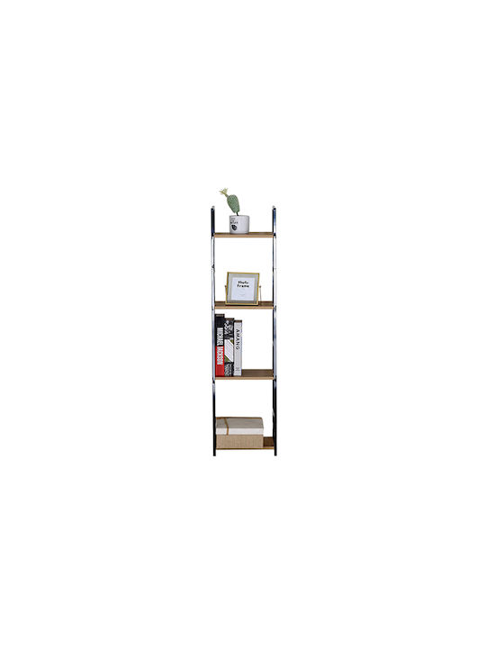Етажерка Artemis-30112 Дъб 4 Рафтове 29,1x23,5x112см Черен Метален Рамка