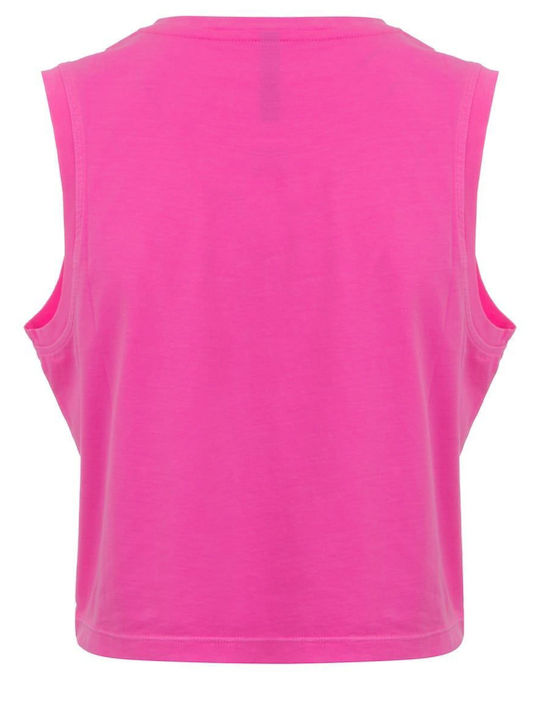 Soni Γυναικείο Crop Top Βαμβακερό Αμάνικο Φούξια