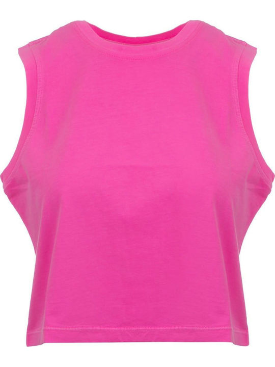 Soni Γυναικείο Crop Top Βαμβακερό Αμάνικο Φούξια