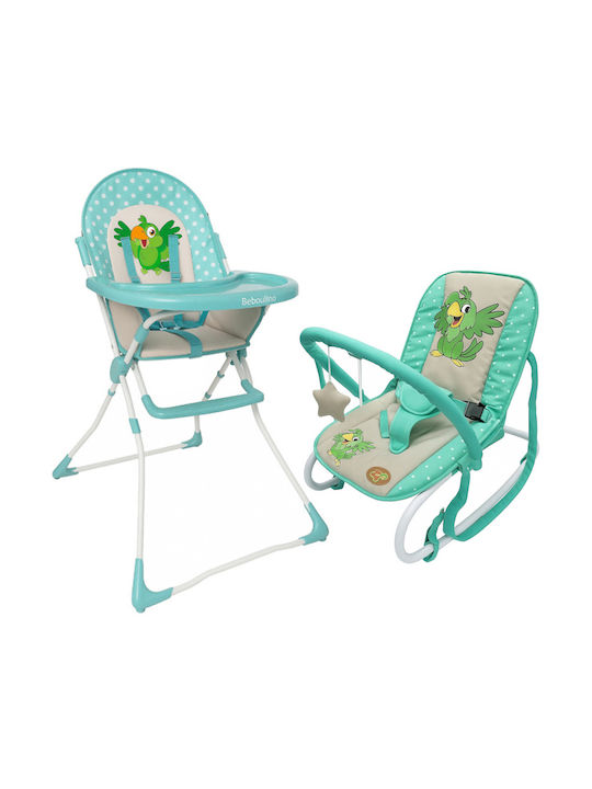 Beboulino Green Parrot Αναδιπλούμενο Καρεκλάκι Φαγητού Πράσινο