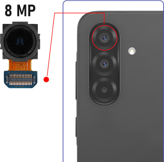 Clappio Replacement 8mp Ultra Wide Rear Camera Galaxy A36 A35 Black