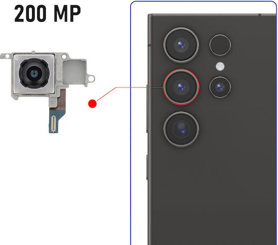 Clappio Rückfahrkamera Galaxy S24 Ultra 200mp Weitwinkel Hauptsensor Schwarz