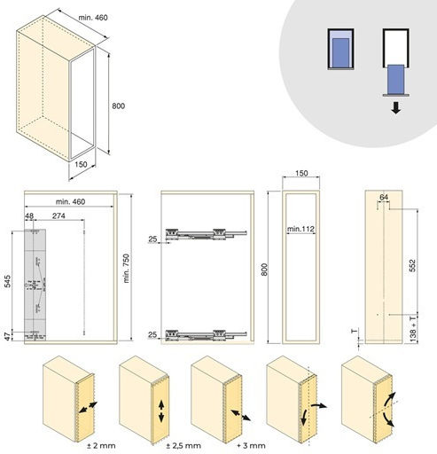 Emuca Grey Expanding Closet Mechanism with Brakes 8382035