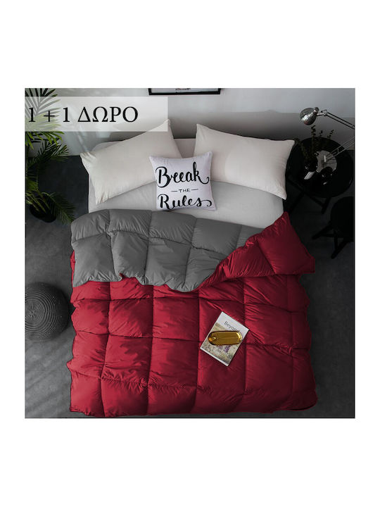 Saray Home Duvet Queen Down 220x240cm Grey-Bordeaux 500 GSMGsm