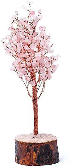 Baum Blätter Halbedelstein Rosa Quarz 23cm