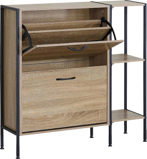 Shoe Organizer Metal-Wood Metalwood-88 2 Doors 2 Shelves Sonoma 88x24x87cm MDF Melamine Black Metal Frame Shoe Organizer Metal-Wood Metalwood-88 2 Doors 2 Shelves Sonoma 88x24x87cm MDF Melamine Black Metal Frame