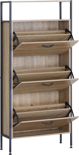 Shoe Organizer Metal-Wood Metalwood-60 3 Doors 1 Shelf Sonoma 63x24x140.5cm MDF Melamine Black Metal Frame Shoe Organizer Metal-Wood Metalwood-60 3 Doors 1 Shelf Sonoma 63x24x140.5cm MDF Melamine Black Metal Frame