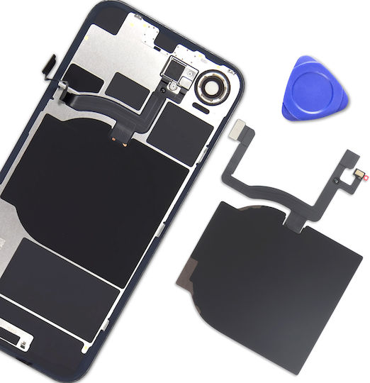 Clappio iPhone 16e NFC Antenna Qi Coil Integrated Rear Flash Ribbon Cable Black
