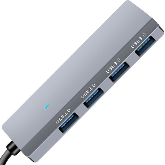Linq USB C Хъб 4 В 1 4 USB 3.0 Порта Бърз Пренос На Данни Сив