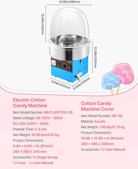 Vevor Candy Floss Maker 33.8cm Pink