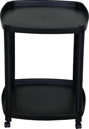 Square Side Table Barrow with Wheels Black L40xW40xH50cm.