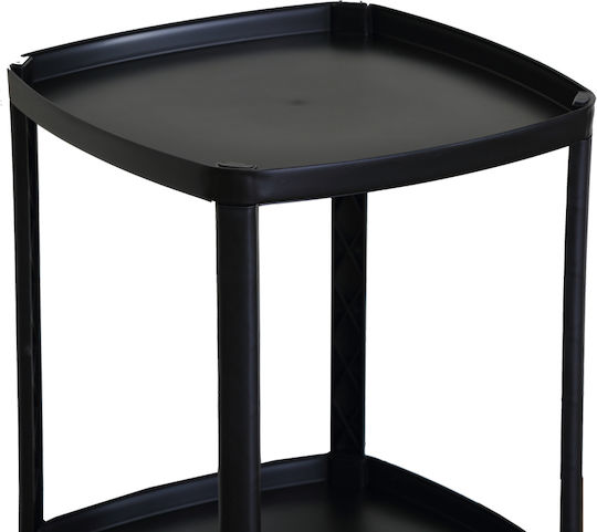 Square Side Table Barrow with Wheels Black L40xW40xH50cm.