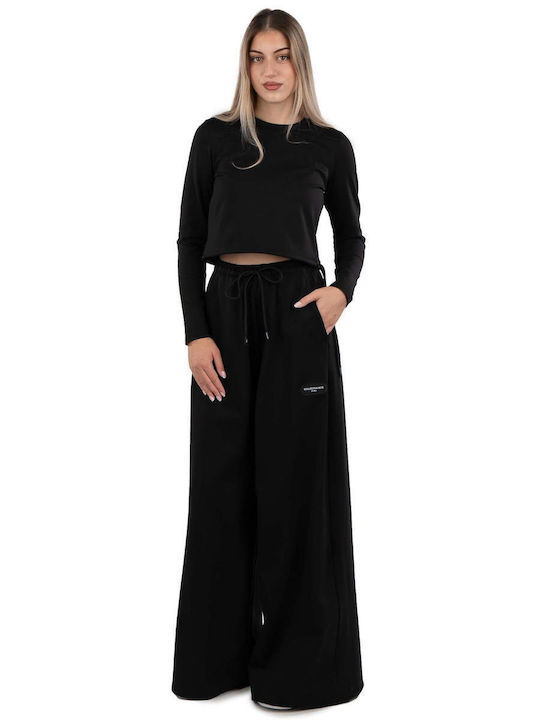 Γυναικείο Crop Top Μακρυμάνικο Black