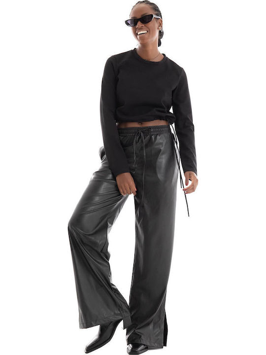 Γυναικείο Crop Top Μακρυμάνικο Black