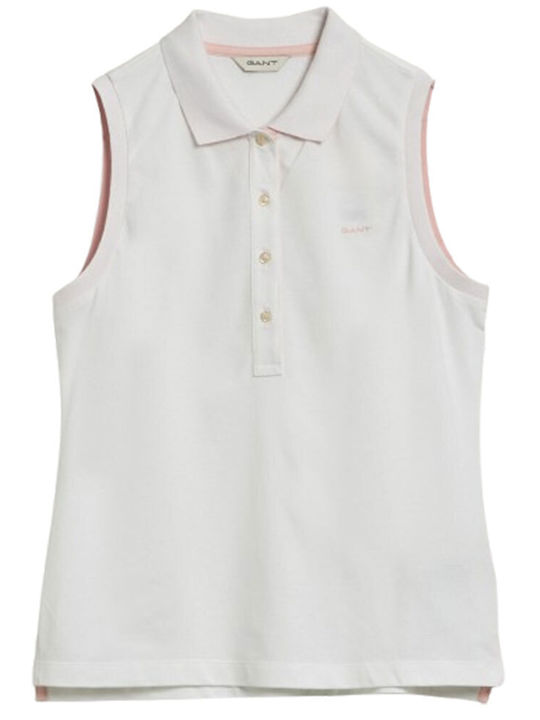 Bluza Damă Polo Fără Mâneci Albă